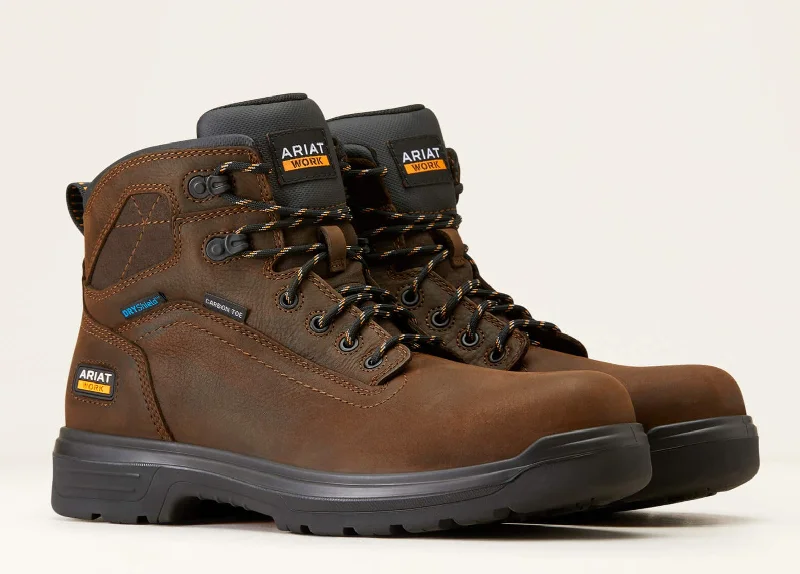 Final Clearance Ariat Men's Turbo 6" Carbon Toe WP Work Boot - Rich Brown - 10046861