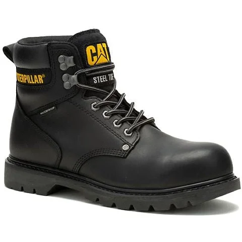 Super Deal Cat Men's Second Shift Steel Toe WP Slip Resist Work Boot -Black- P91658