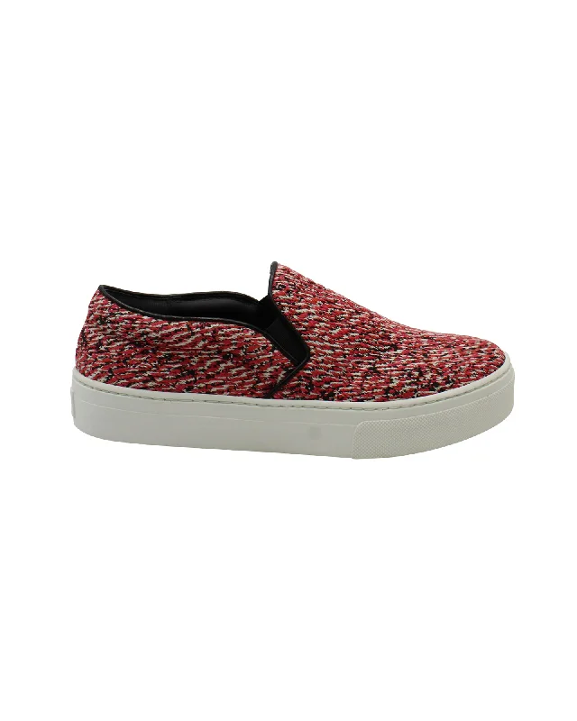 Limited Availability Celine Slip-On Sneakers in Red Cotton Tweed
