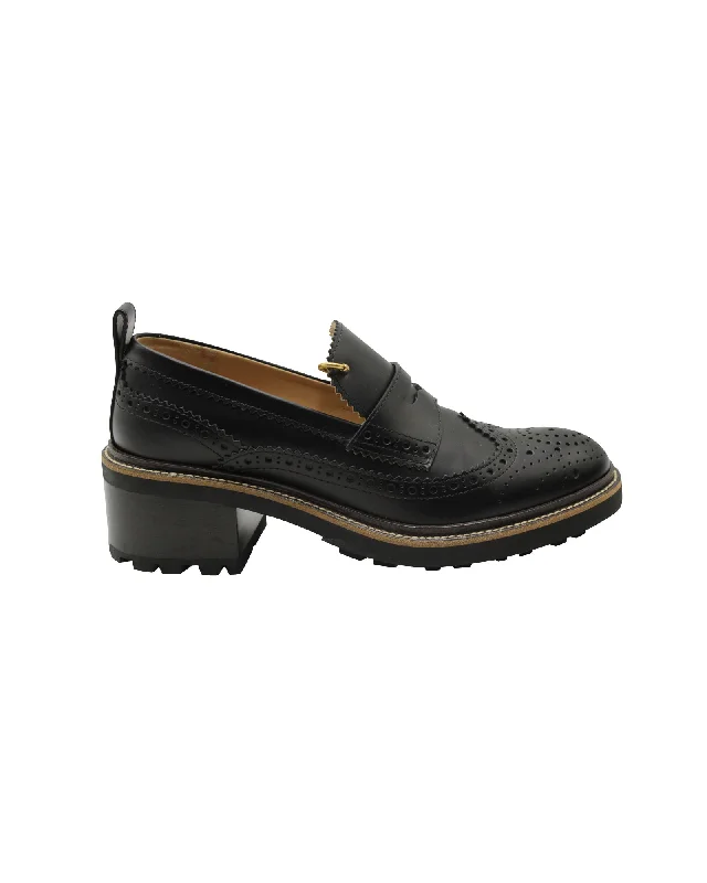 Instant Discount Chloé Franne Tread-Sole Penny Loafers In Black Leather