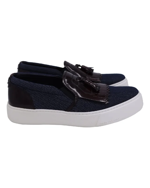 Price Reduction Louis Vuitton Slip-On Tassel Sneakers in Navy Blue Denim