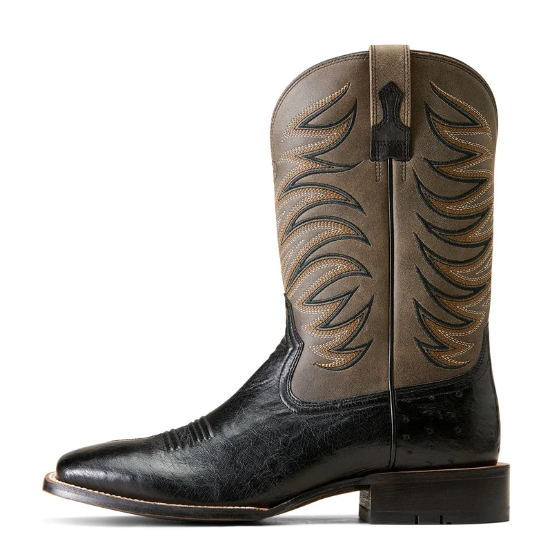 Limited Time Discount 'Ariat' Men's Badlands Western Square Toe - Jet Black Ostrich / Smokey Grey Limited Time Discount 'Ariat' Men's Badlands Western Square Toe - Jet Black Ostrich / Smokey Grey