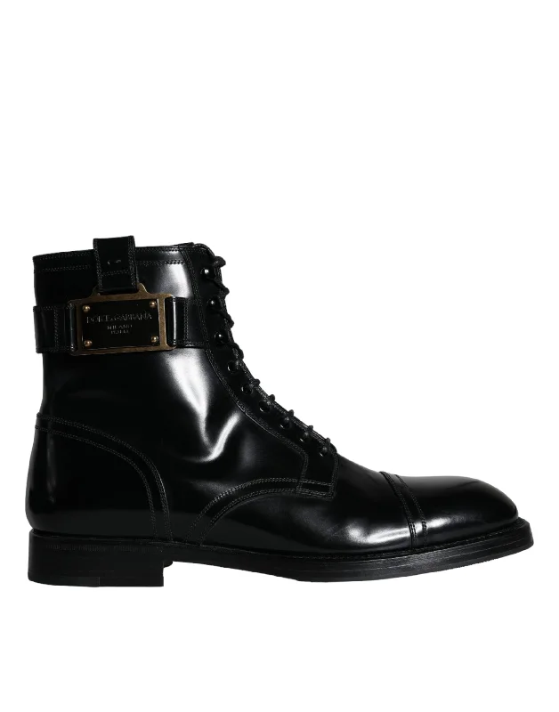 Big Discounts Dolce & Gabbana  Logo Lace Up Mid Calf Men Boots Men's Shoes