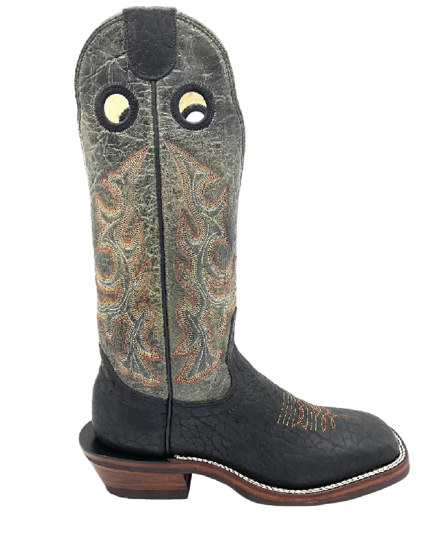 Final Clearance 'Hondo Boots' Men's 14" Nubuck Bullhide Western Square Toe - Black