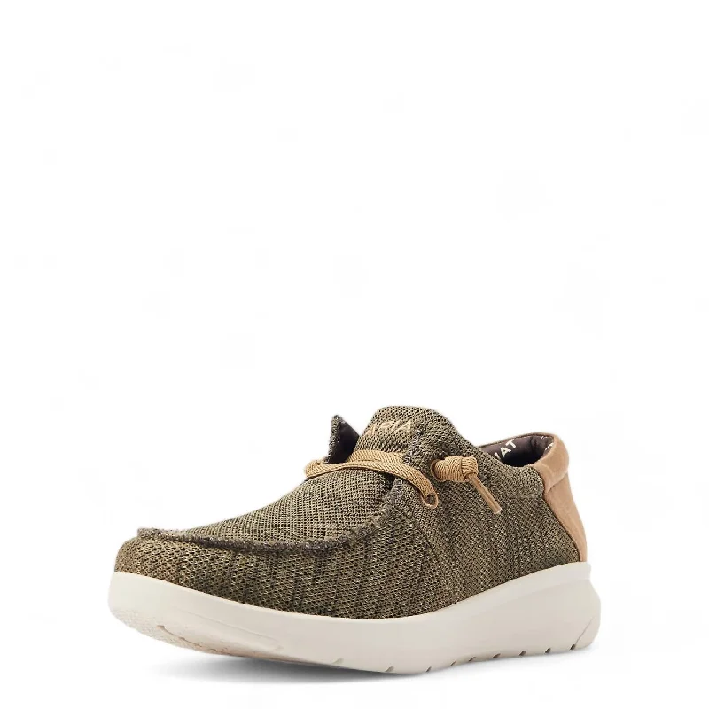 Weekend Bargains to Sizzle Men's Hilo Stretch Lace Shoes In Heathered Olive/tan