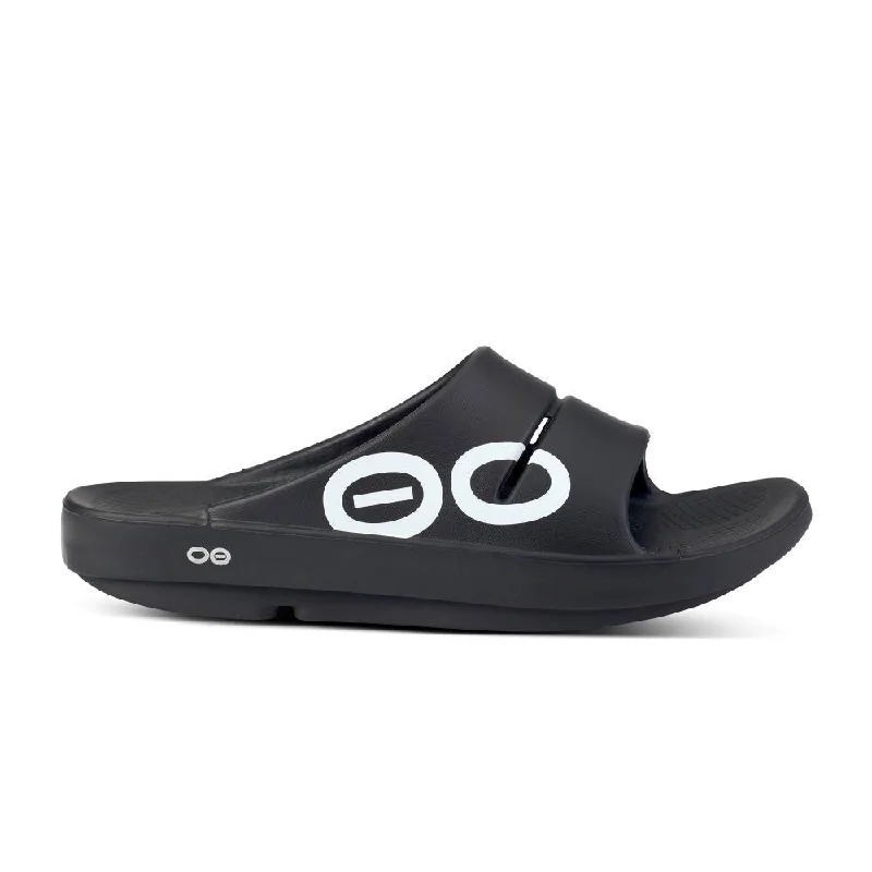 Limited Availability 'OOFOS' Men's OOahh Sport Slide - Black / White