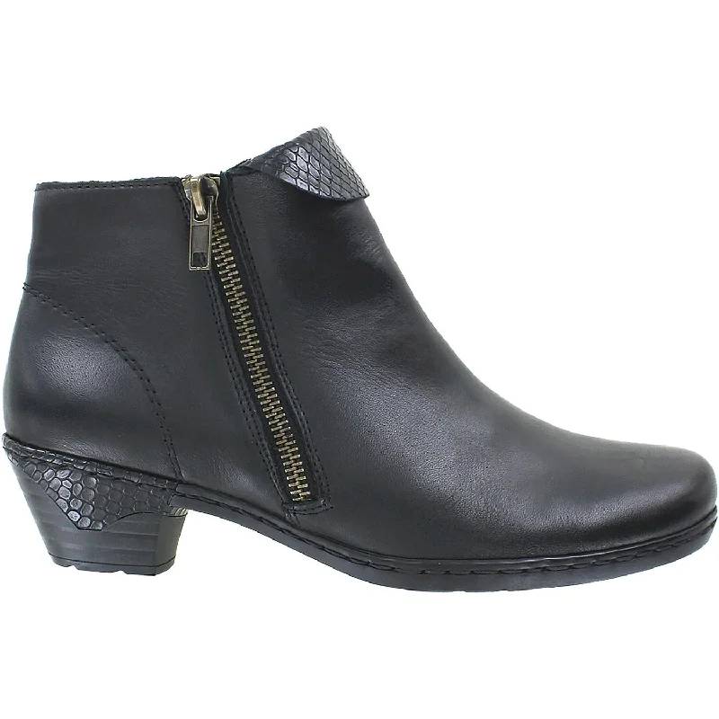 Closeout Women's Rieker 76961-00 Lynn 61 Black Leather